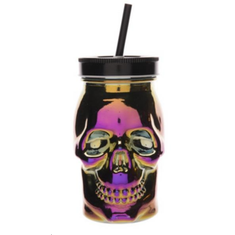6 Mugs Skull violet avec paille 